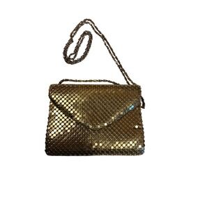 Y&S Original Gold Chainmail Crossbody Bag Envelope Mesh Evening Clutch Vintage